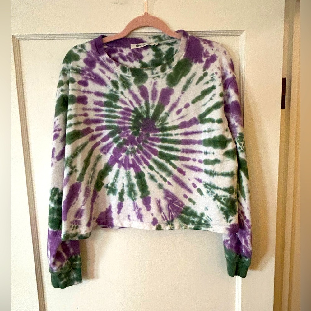 Tie Dye Mardi Gras Cropped Sweatshirt